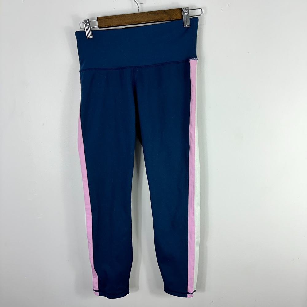 Juicy‎ Couture Sport Leggings M Navy Pink White Stripe High Waist Y2K Athleisure